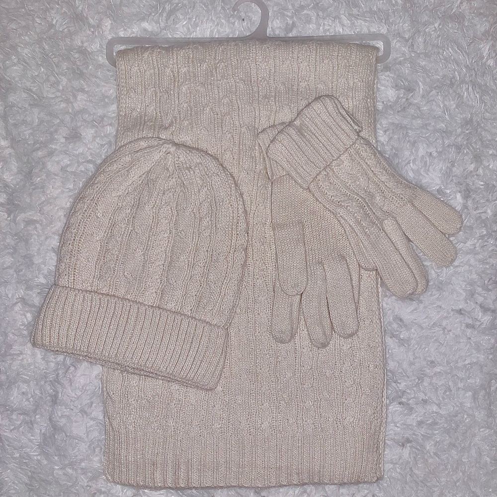 ✨White Scarf knitting wool Set Cold Weather Hat and scarves sets for women✨ - Picture 4 of 9